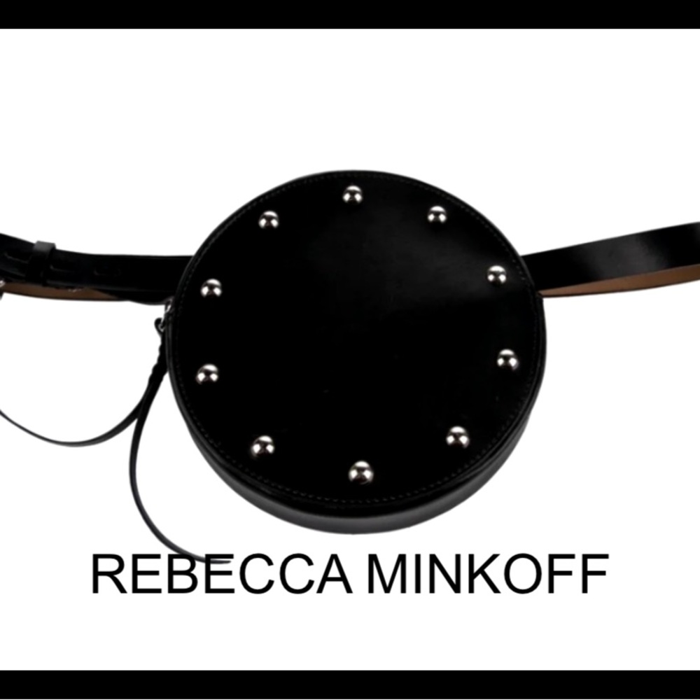 NWOT ~ REBECCA MINKOFF  Black Loki Studded Belt Bag w/front pocket - Picture 2 of 15